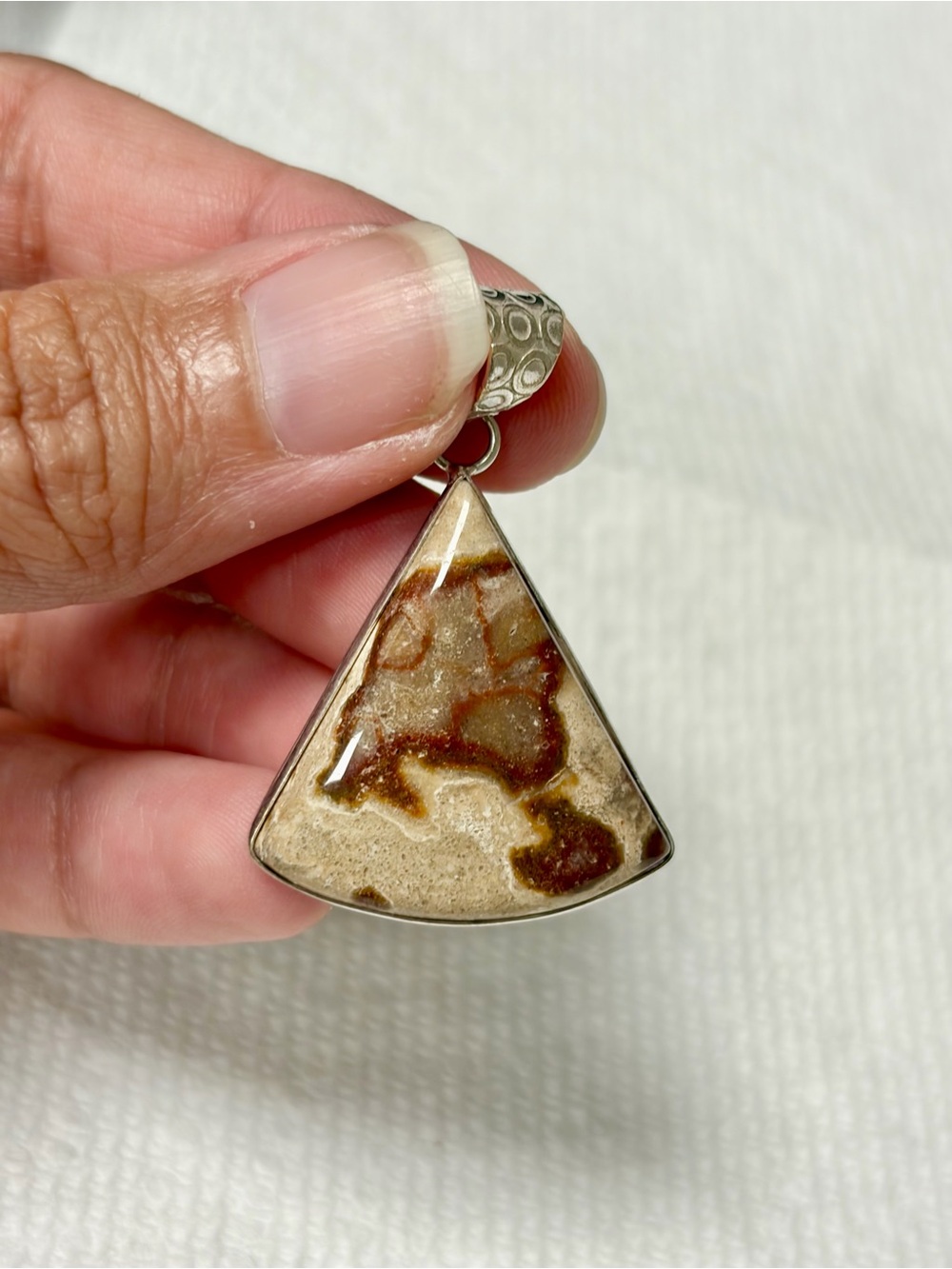 Fossilized Agate 925 Silver Pendant